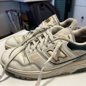 New Balance 550 Cream and Green Sneakers